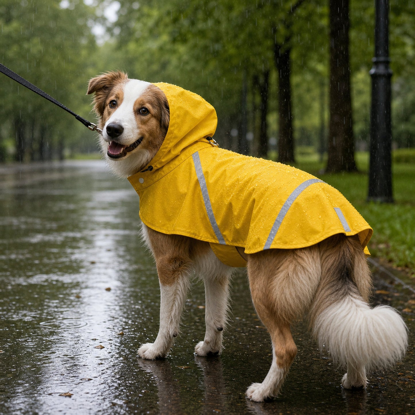 Waterproof Dog Raincoat with Hood — lifestyle